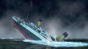 Titanic, sinking, ocean, painting