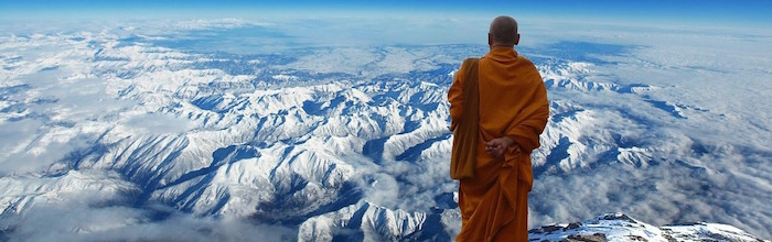 Buddhist Monk meditating - mountains (Pixabay)