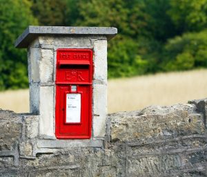 red mailbox, country road, query