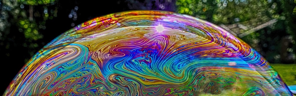 Giant soap bubble with many colors