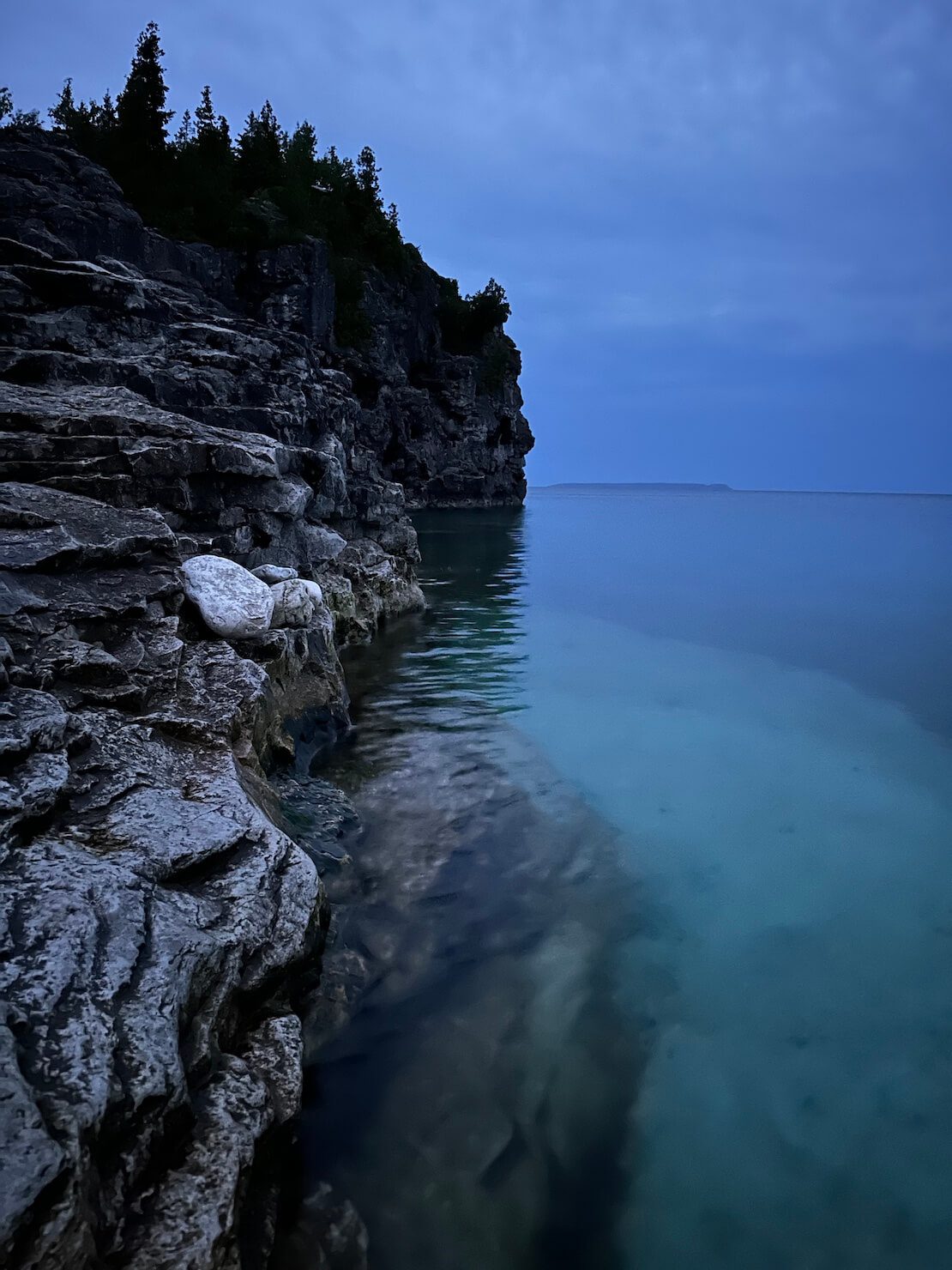 Georgian Bay shoreline just before dawn